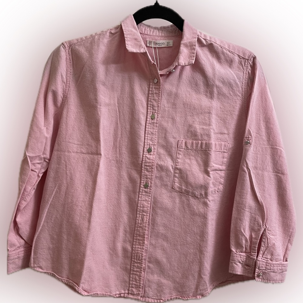 Mango Pink Buttondown Crop